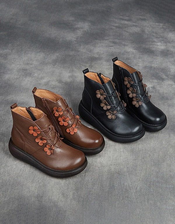 Bottes À Plateforme Rétro À Talons Épais D'automne Et D'hiver