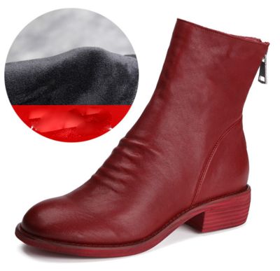 Bottines Chelsea En Peau De Mouton Rouge