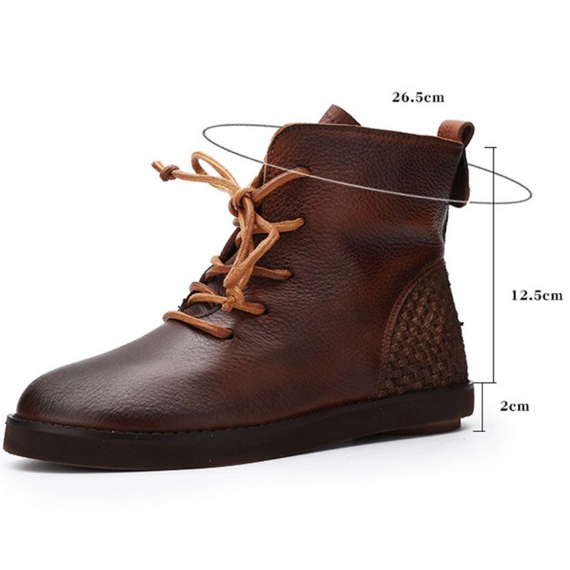 Bottines Femme Automne Hiver Cuir Rétro Confortable | Chaussures Cadeaux