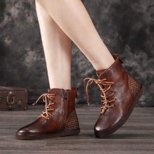 Bottines Femme Automne Hiver Cuir Rétro Confortable | Chaussures Cadeaux