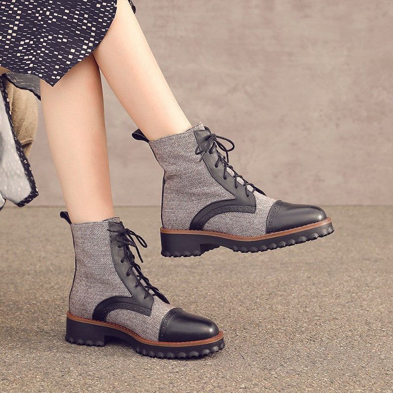 Cadeau Chaussures Automne Hiver Épais Mode Femmes Martin Bottes 35-42