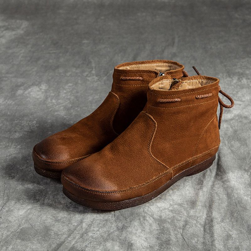 Chaussures D'hiver Rétro En Cuir Pour Femmes | Chaussures Cadeaux