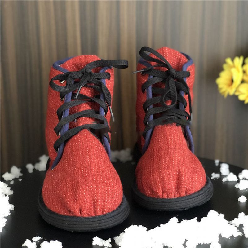 Chaussures D'hiver En Tissu Chaud Faites À La Main | 34-46