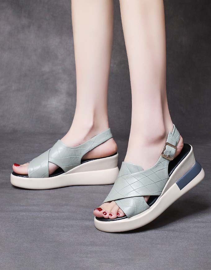 Summer Front Cross Strap Wedge Sandals Slingback