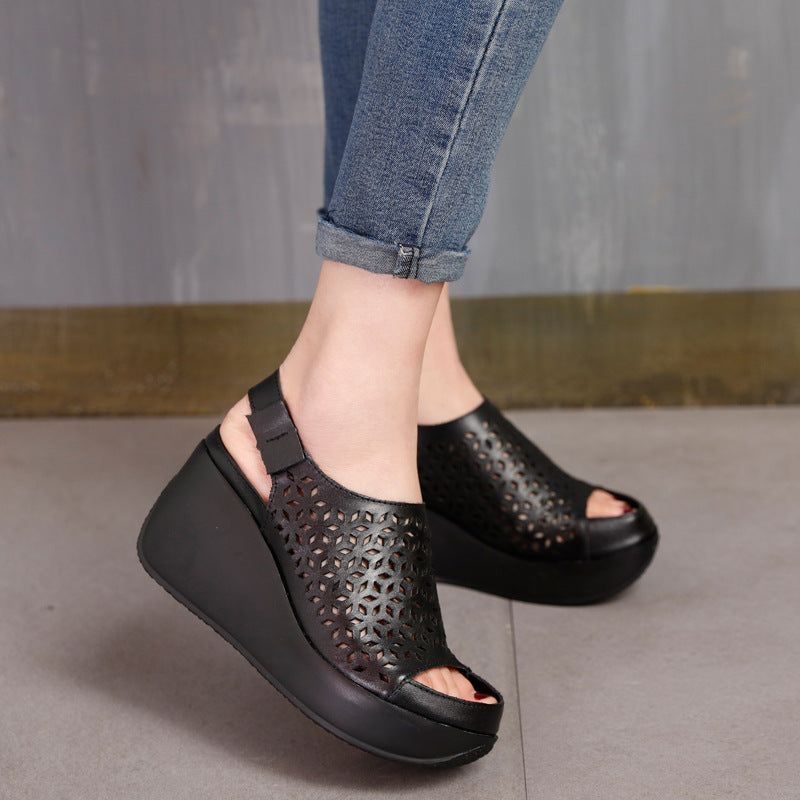 Summer Hollow Retro Slingback Wedges Sandals