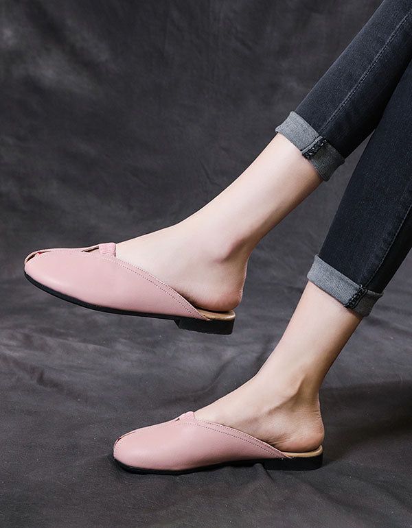 Chaussons D'été En Cuir Grande Taille 41-43