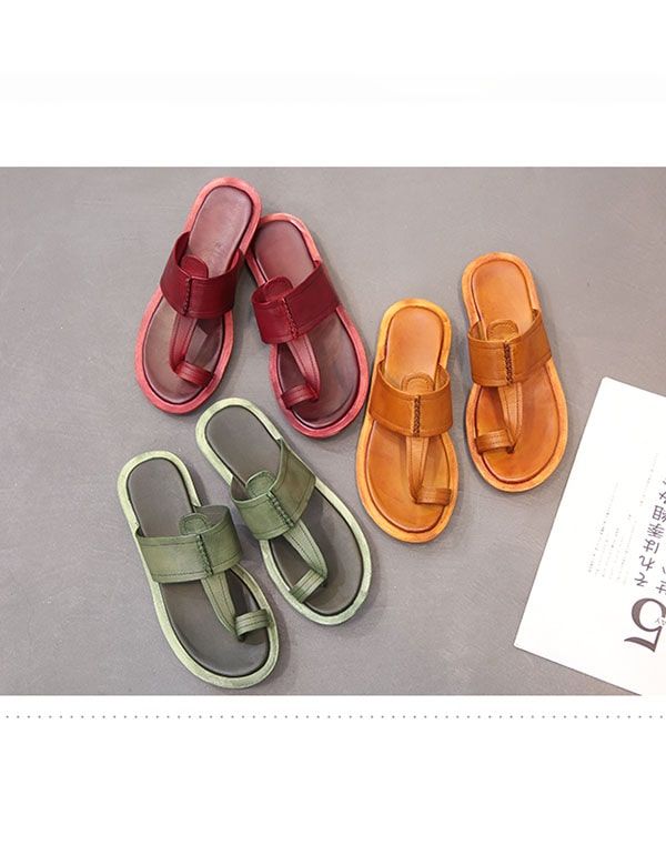 Été Flip Flop Femmes Pantoufles En Cuir