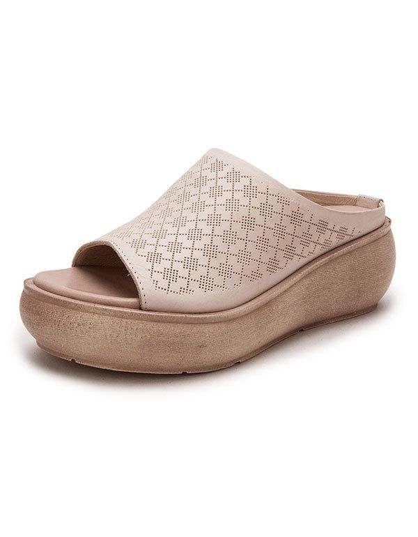 Pantoufles En Cuir Wedge Summer Fashion