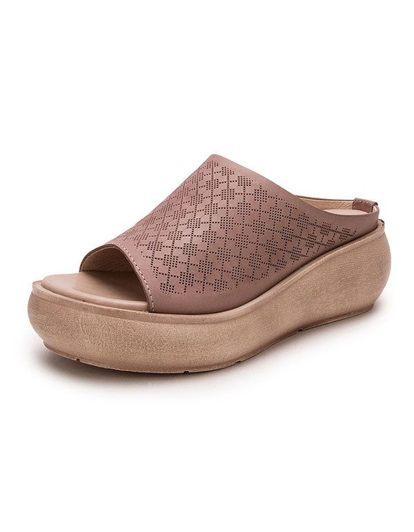 Pantoufles En Cuir Wedge Summer Fashion