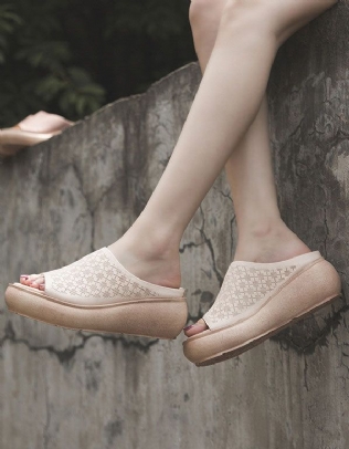 Pantoufles En Cuir Wedge Summer Fashion