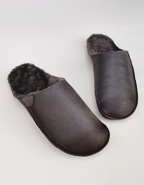 Pantoufles D'hiver En Peluche Antidérapantes En Cuir Souple