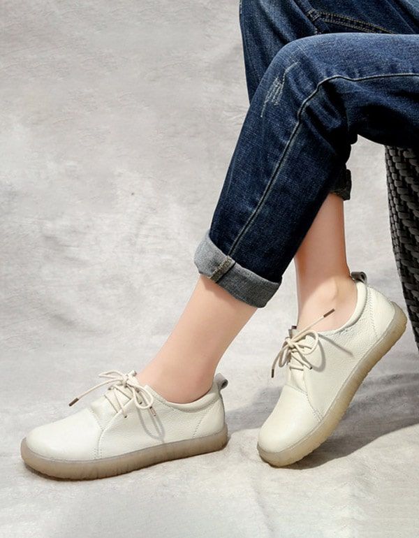 Baskets En Cuir Femme Soft Sole Blanc