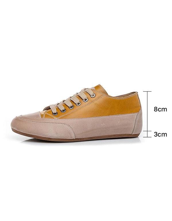 Chaussures Plates Décontractées En Cuir À Lacets Pour Femmes