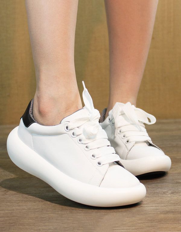 Spring Lace Up Soft Bottom Casual Chaussures Blanc